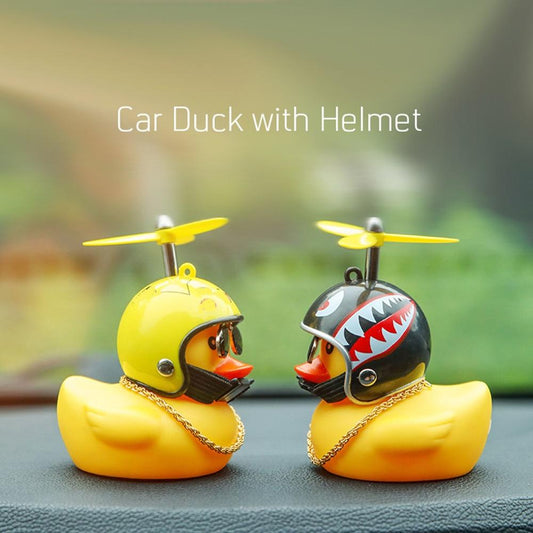 Cute Duck with Wind Helmet Bicycle Accessories Car Décor