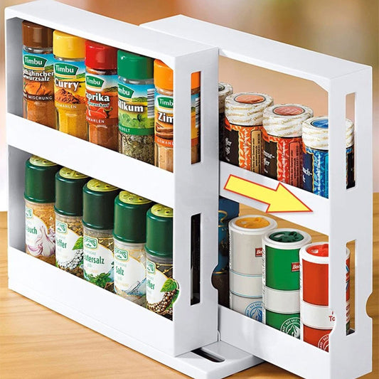 Spice Organizer Rack Multi-Function Rotating Storage Shelf