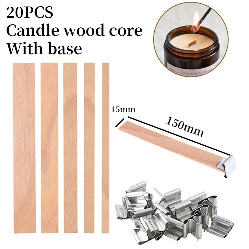105PCS/Set Smokeless Scented Candle Wicks Soy Wax Core Wood Cotton Core Kerosene Lamp Wax Line Wood Candles Making Accessories
