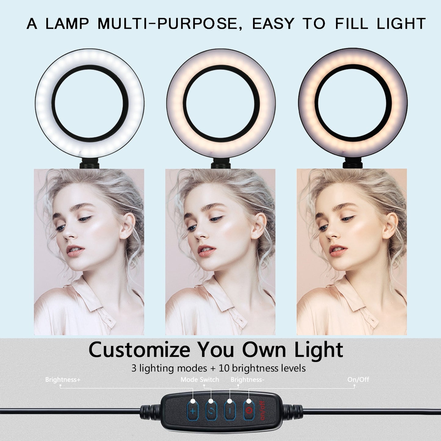 26cm Photo Ringlight Led Selfie Ring Light Phone Remote Control Lamp