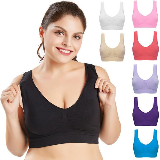 Queenral Plus Size Seamless With Pads Bralette Push Up Brassiere Bra