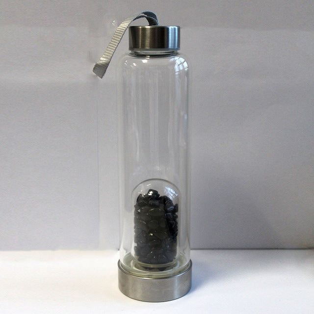 Natural Crystal drink Water Bottle Irregularity quartz stone