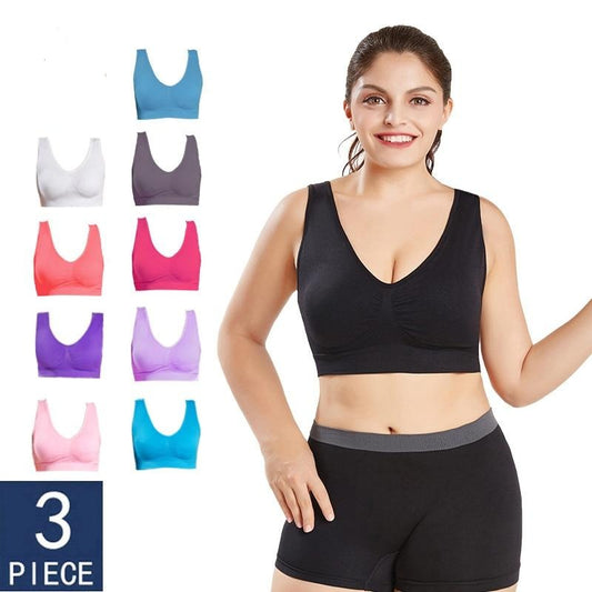 Queenral 3PCS/lot Seamless With Pads Plus Size Bras Brassiere Big Size