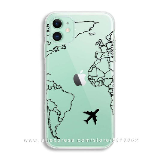 Luxury World Map Travel Soft TPU Phone Case