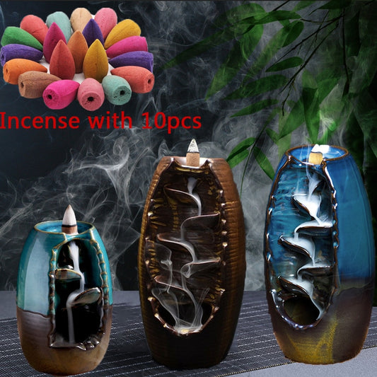 Incense Holder Ceramic Smoke Waterfall