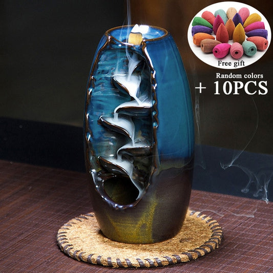 Incense Holder Ceramic Smoke Waterfall