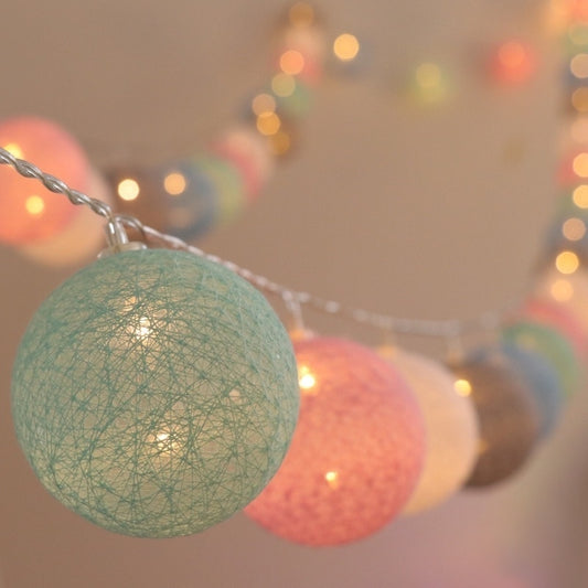 LED Cotton Ball Garland Lights String