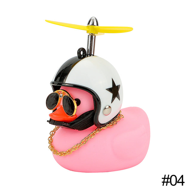 Cute Duck with  Wind Helmet Bicycle Accessories Car Décor