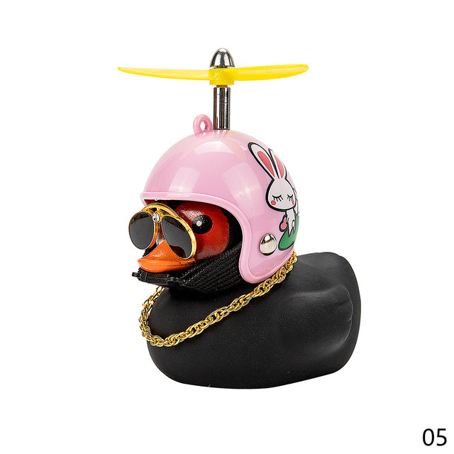 Cute Duck with  Wind Helmet Bicycle Accessories Car Décor