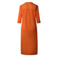 Button Side Split Long Dress Women Solid Casual Loose Dress