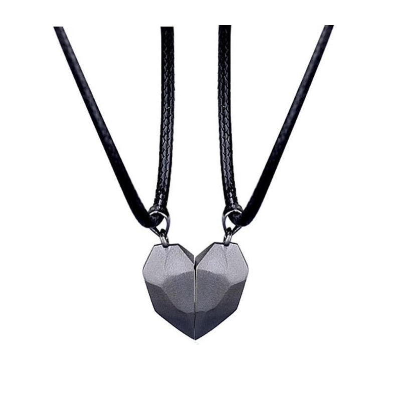 2 PCs Lover Heart Distance Paired Pendant Projection Necklaces