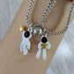 2 PCs Lover Heart Distance Paired Pendant Projection Necklaces