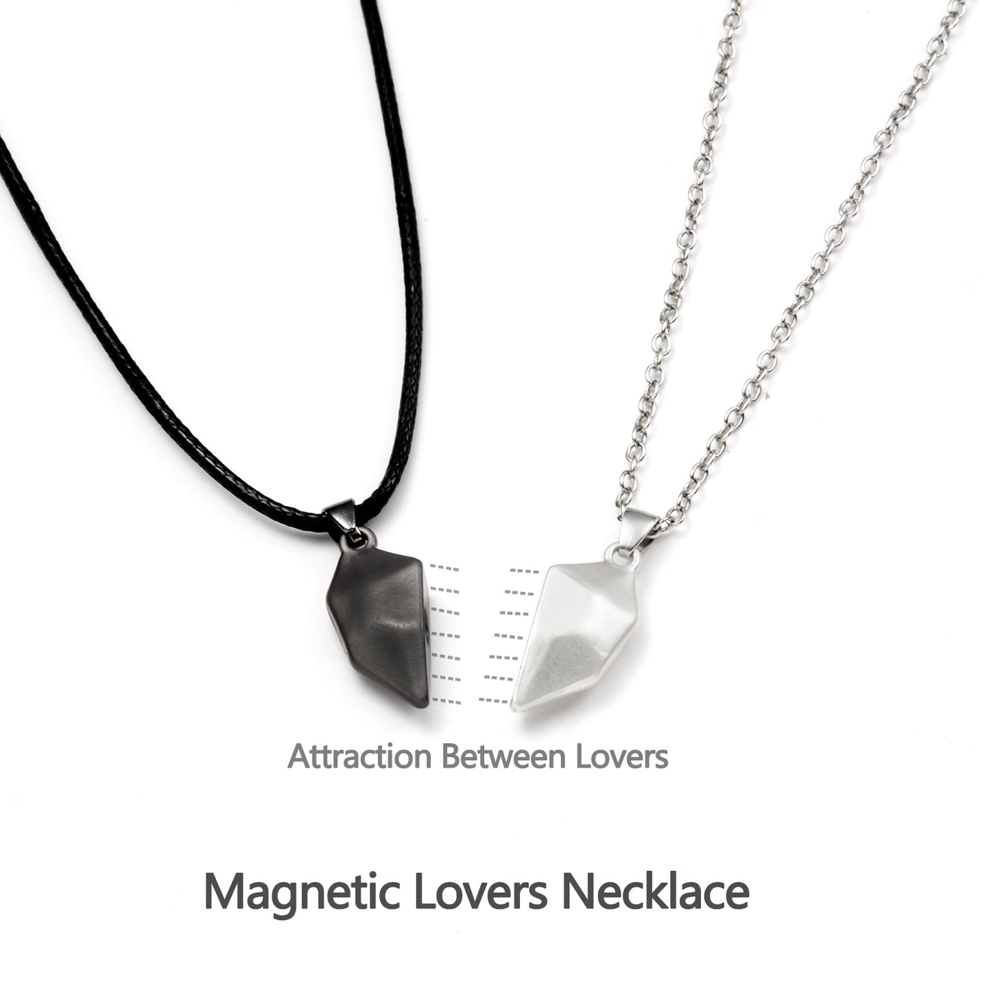 2 PCs Lover Heart Distance Paired Pendant Projection Necklaces