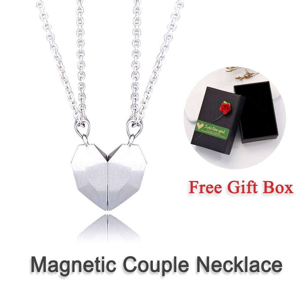 2 PCs Lover Heart Distance Paired Pendant Projection Necklaces