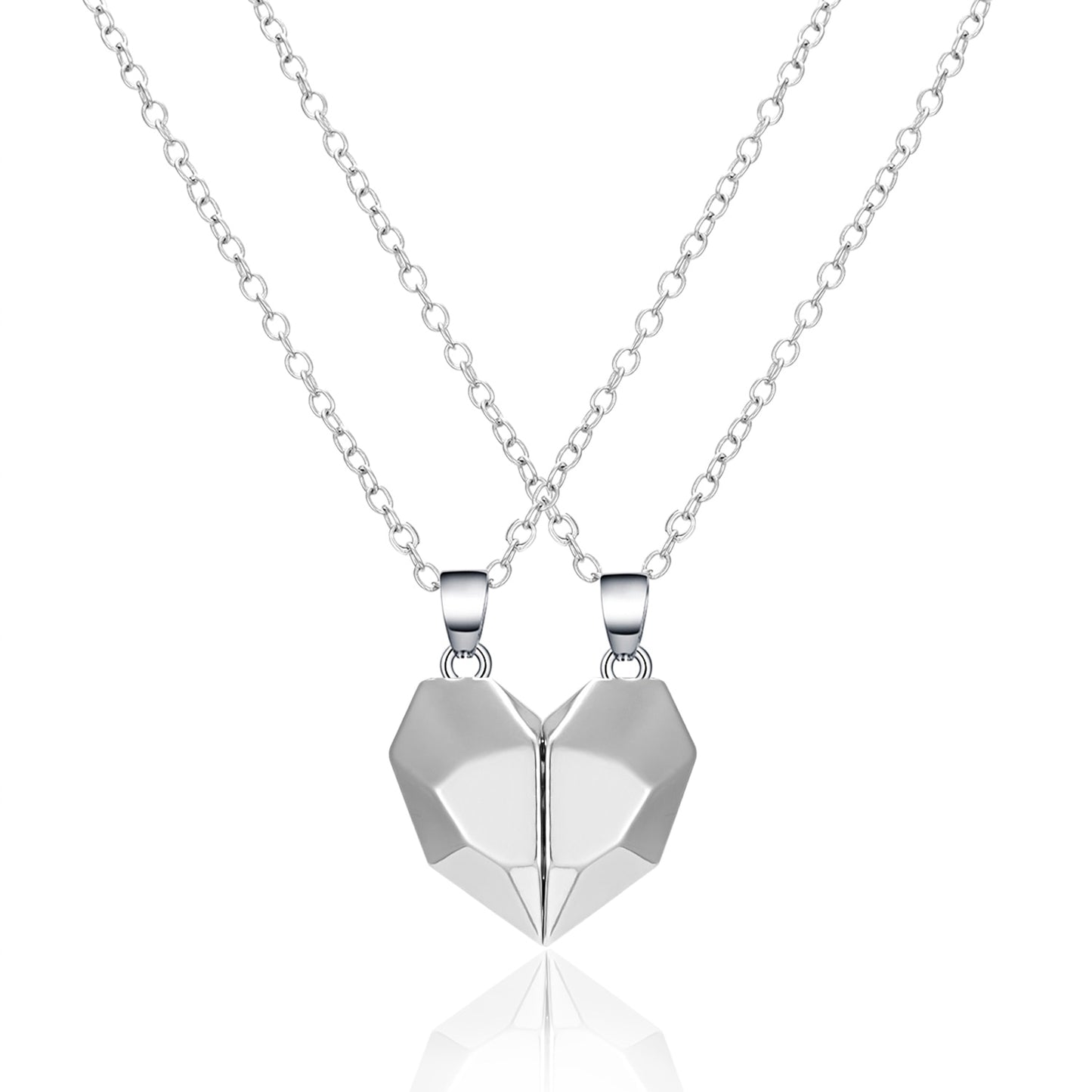 2 PCs Lover Heart Distance Paired Pendant Projection Necklaces