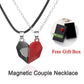 2 PCs Lover Heart Distance Paired Pendant Projection Necklaces