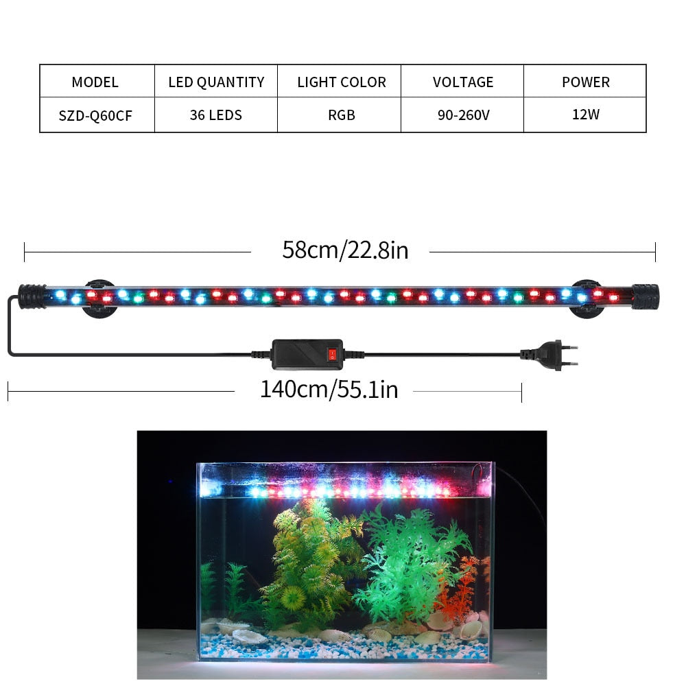 LED Waterproof Fish Tank Clip Light Underwater Submersible Lamp