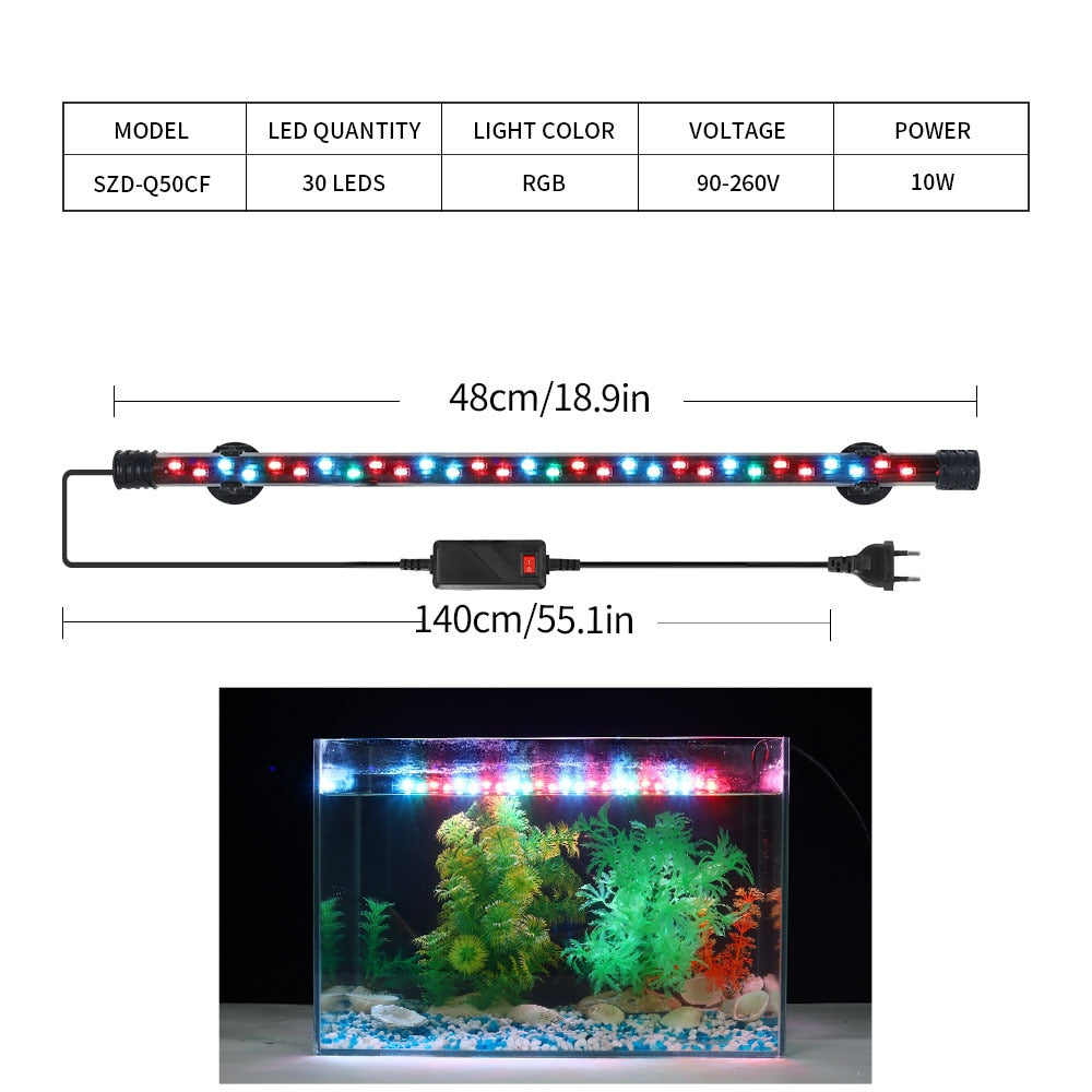 LED Waterproof Fish Tank Clip Light Underwater Submersible Lamp