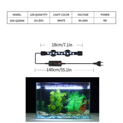 LED Waterproof Fish Tank Clip Light Underwater Submersible Lamp