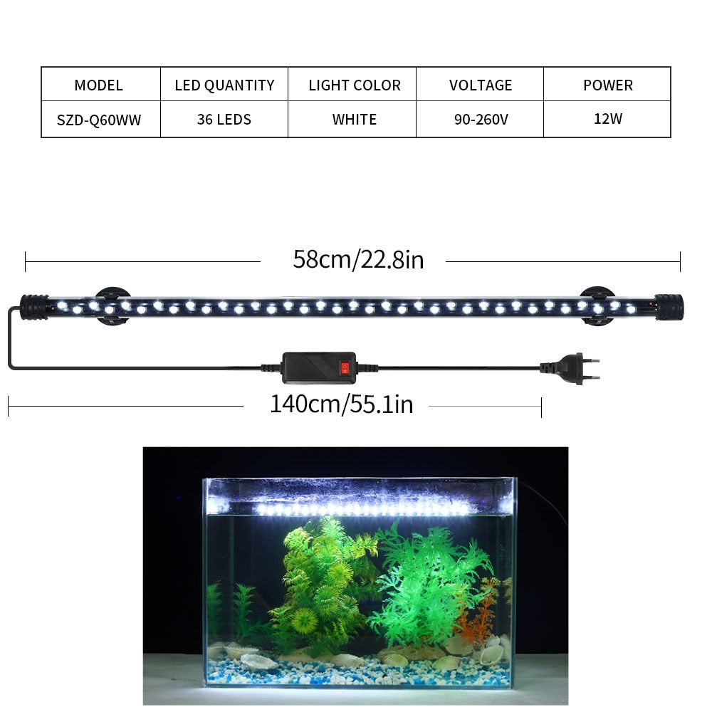 LED Waterproof Fish Tank Clip Light Underwater Submersible Lamp