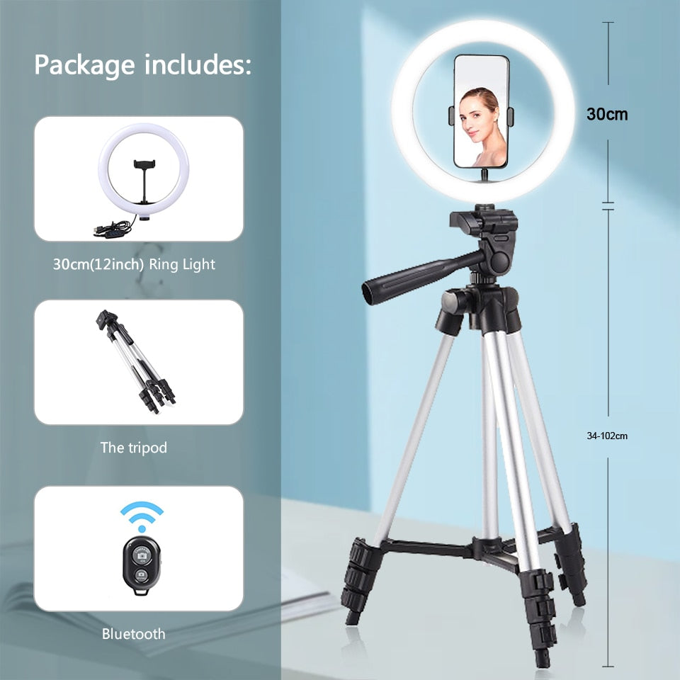 26cm Photo Ringlight Led Selfie Ring Light Phone Remote Control Lamp