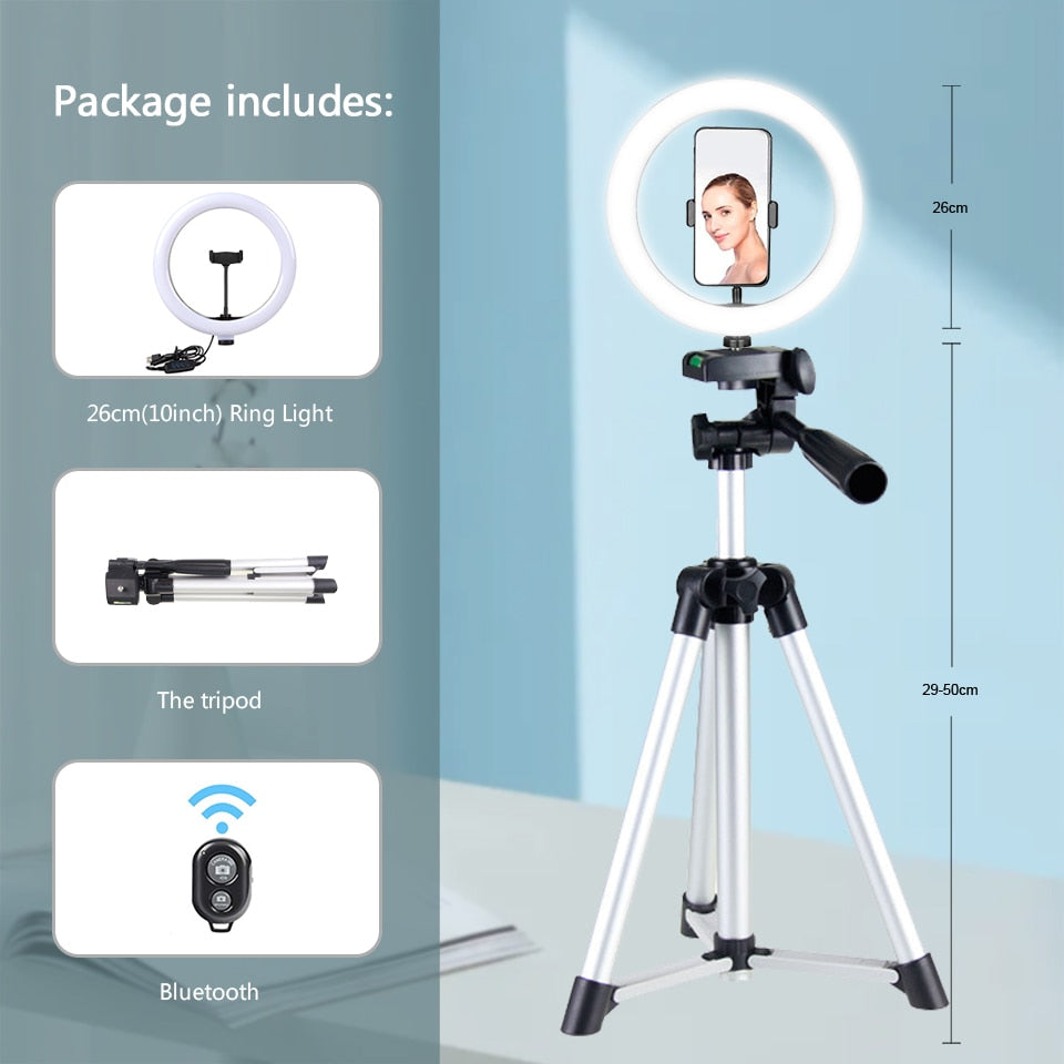 26cm Photo Ringlight Led Selfie Ring Light Phone Remote Control Lamp