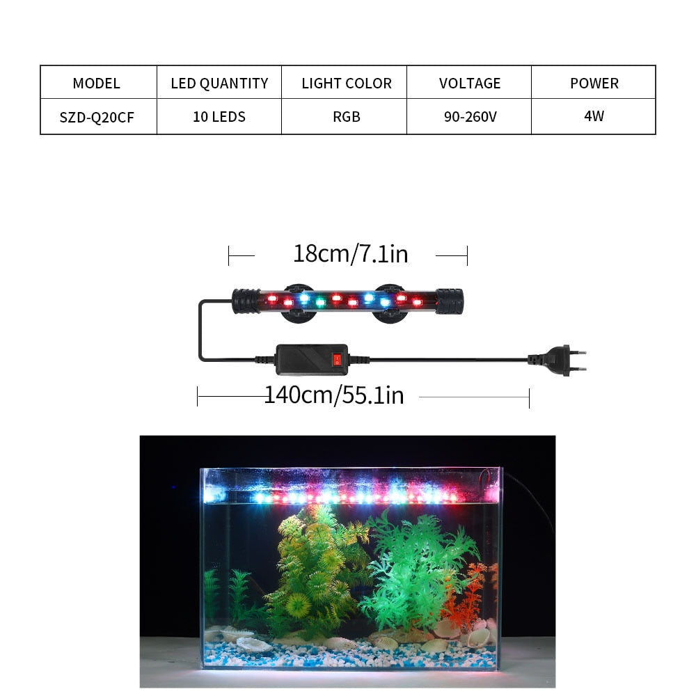 LED Waterproof Fish Tank Clip Light Underwater Submersible Lamp