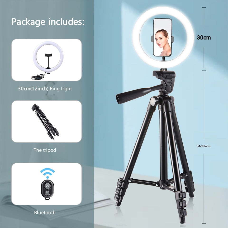 26cm Photo Ringlight Led Selfie Ring Light Phone Remote Control Lamp