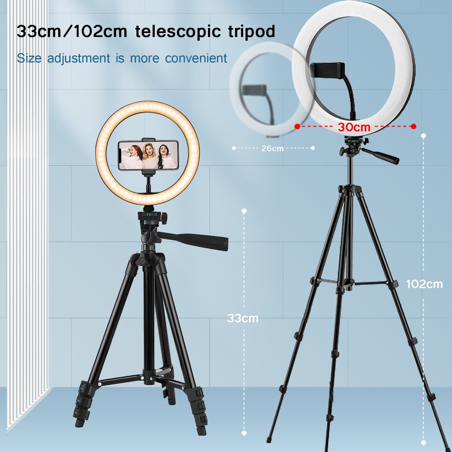 26cm Photo Ringlight Led Selfie Ring Light Phone Remote Control Lamp
