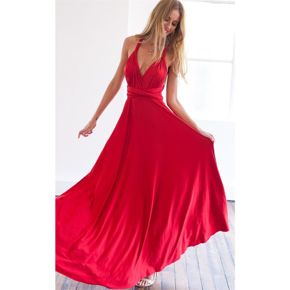 Sexy Women Multiway Wrap Convertible Boho Maxi Club Red Long Dress