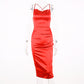 Dulzura neon satin lace up women bodycon sleeveless backless elegant Dress