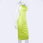 Dulzura neon satin lace up women bodycon sleeveless backless elegant Dress