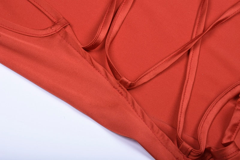 Dulzura neon satin lace up women bodycon sleeveless backless elegant Dress