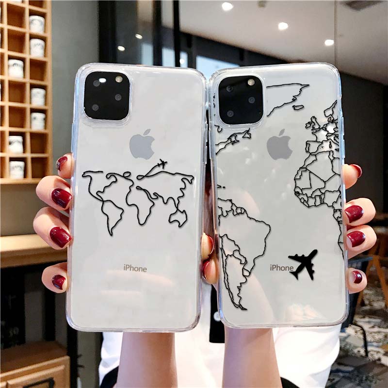 Luxury World Map Travel Soft TPU Phone Case