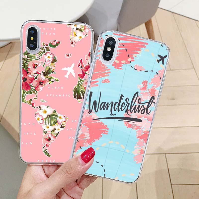 Luxury World Map Travel Soft TPU Phone Case