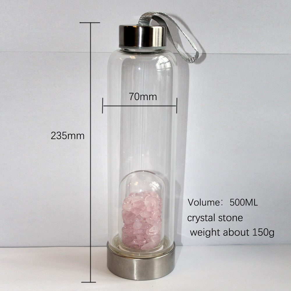 Natural Crystal drink Water Bottle Irregularity quartz stone