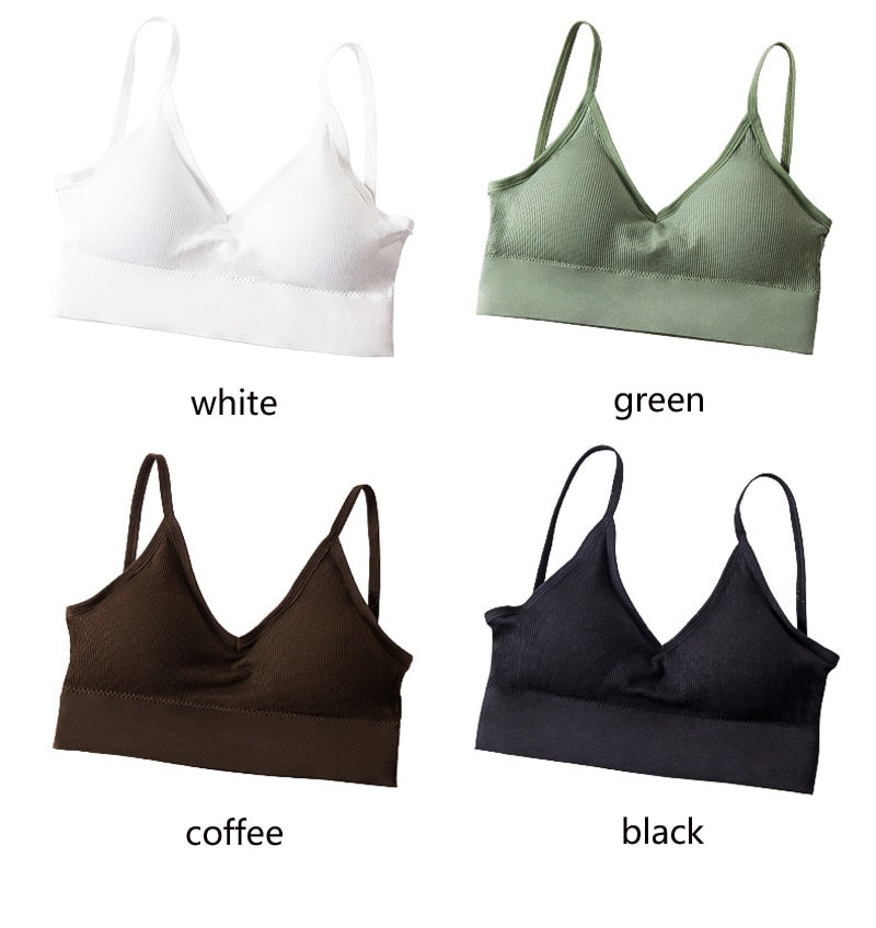 Queenral Women Seamless Tank Crop Top Bras