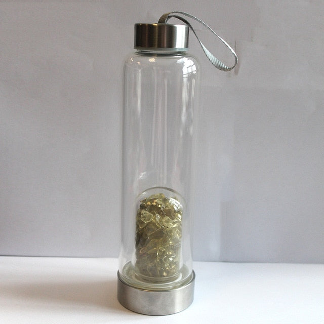 Natural Crystal drink Water Bottle Irregularity quartz stone