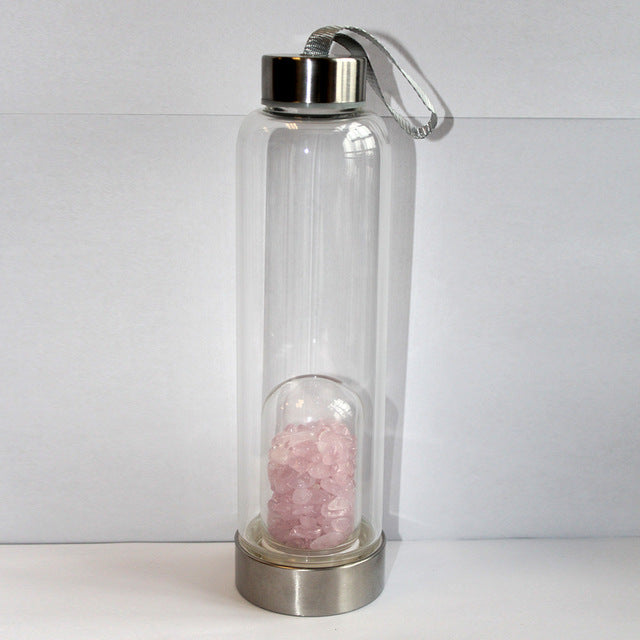 Natural Crystal drink Water Bottle Irregularity quartz stone