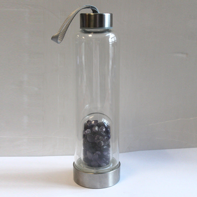 Natural Crystal drink Water Bottle Irregularity quartz stone