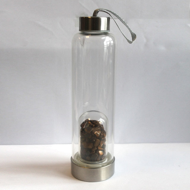 Natural Crystal drink Water Bottle Irregularity quartz stone
