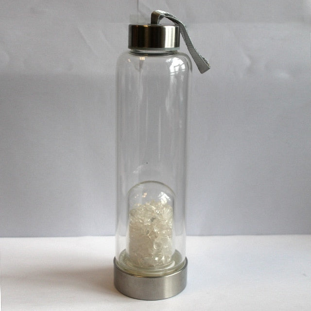 Natural Crystal drink Water Bottle Irregularity quartz stone