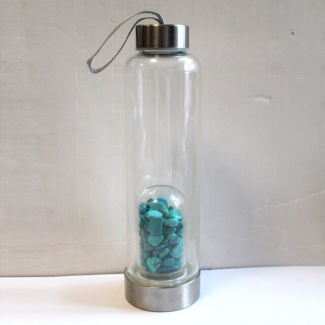Natural Crystal drink Water Bottle Irregularity quartz stone