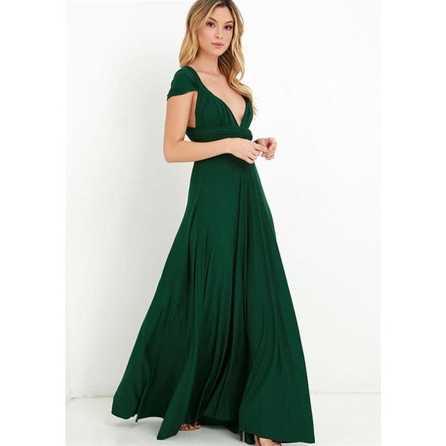 Sexy Women Multiway Wrap Convertible Boho Maxi Club Red Long Dress
