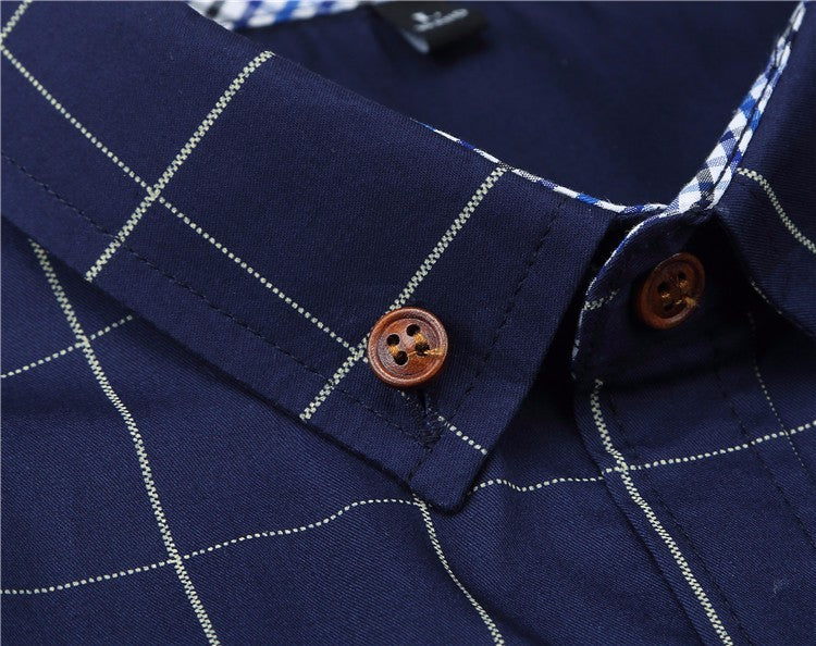 Men's Plaid Cotton Dress Shirts High Quality