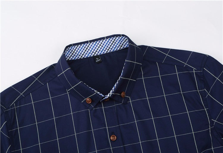 Men's Plaid Cotton Dress Shirts High Quality