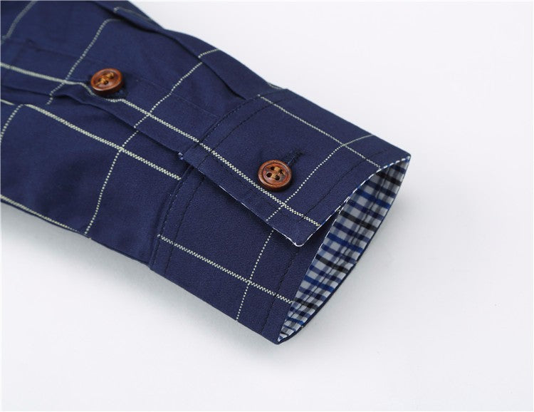 Men's Plaid Cotton Dress Shirts High Quality