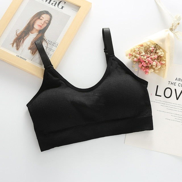 Queenral Women Seamless Tank Crop Top Bras