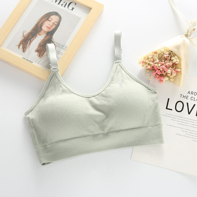 Queenral Women Seamless Tank Crop Top Bras