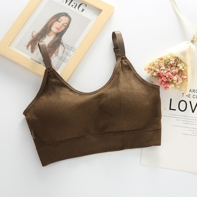 Queenral Women Seamless Tank Crop Top Bras